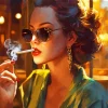 Girl Smoking Cigarette Diamond Painting