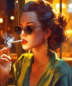 Girl Smoking Cigarette Diamond Painting