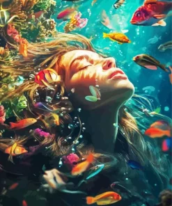 Girl Under Water Diamond Painting