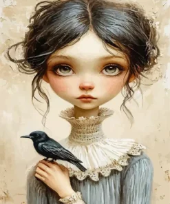 Girl With A Bird Art Diamond Painting