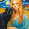 Girl With A Cat Diamond Painting