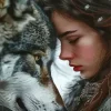Girl With A Wolf Diamond Painting