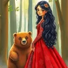 Girl With Bear Art Diamond Painting