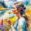Lady Smelling Flower Diamond Painting