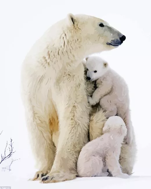 mom and baby polar bear Diamond Paintings Mom And Baby Polar Bear Diamond Painting