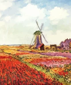 Monet Tulip Field In Holland Diamond Painting
