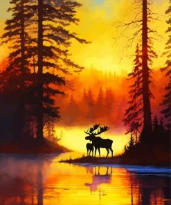 Moose Silhouette Diamond Painting