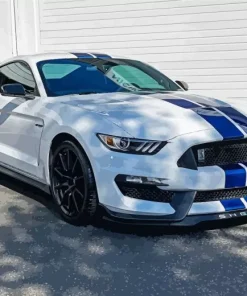 Mustang White And Blue Diamond Painting