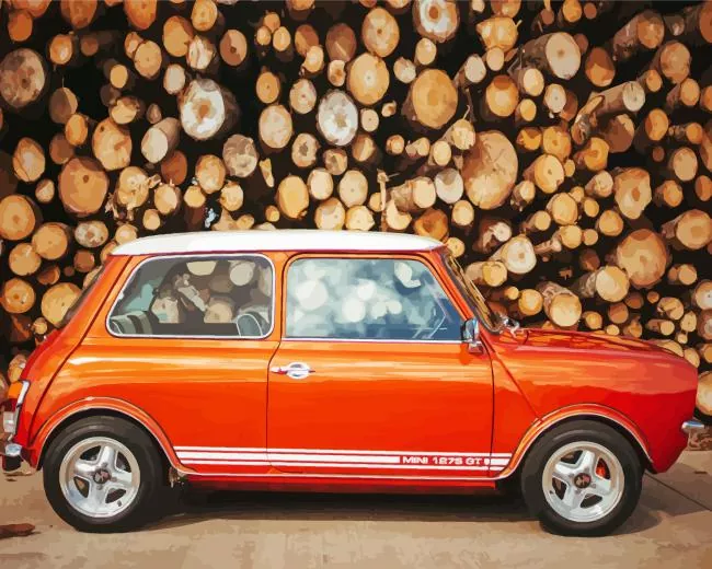 orange austin mini painting by number Orange Austin Mini Diamond Painting