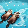 Otters Holding Hands Diamond Painting