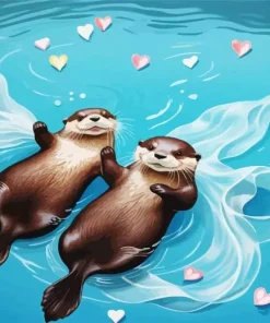 Otters Holding Hands Diamond Painting