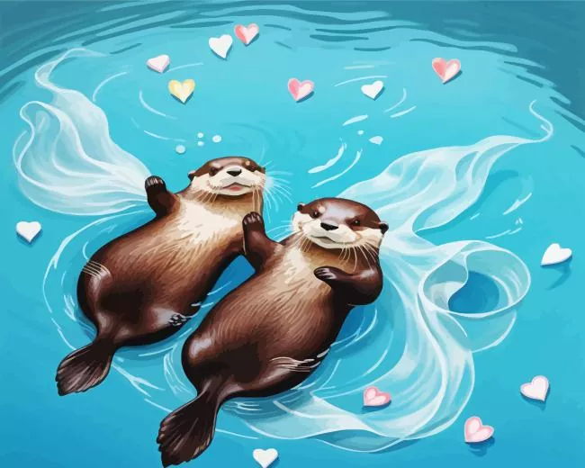 otters holding hands Diamond Paintings Otters Holding Hands Diamond Painting