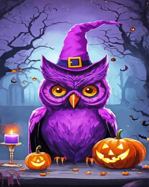 purple owl Diamond By Numbers Purple Owl Diamond Painting