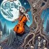 Skeleton Girl With Cello Diamond Painting