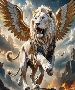 White Lion With Wings Diamond Painting