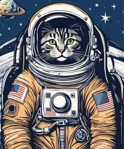 Astronaut Cat In Space Diamond Painting