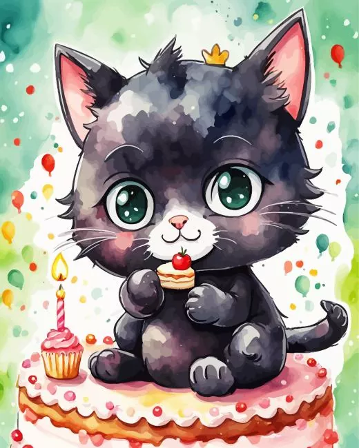 Baby Black Cat Birthday Diamond Paintings Baby Black Cat Birthday Diamond Painting