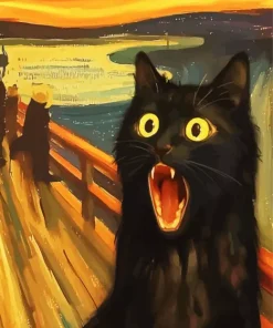 Black Cat Screaming Diamond Painting