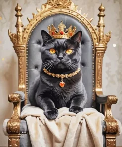 Black Cat Wearing Crown Diamond Painting