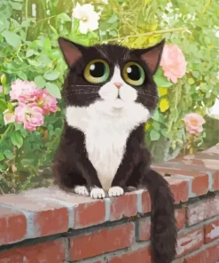 Black And White Cat With Big Eyes Diamond Painting