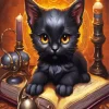Black Cat And Candles Diamond Painting