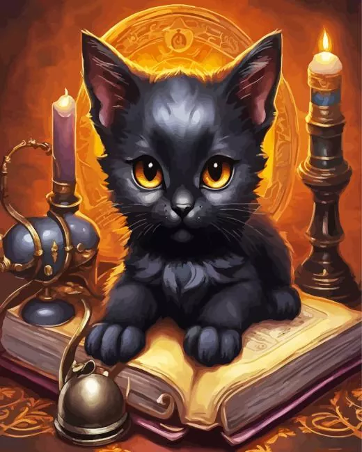 Black cat and candles Diamond Dotz Black Cat And Candles Diamond Painting