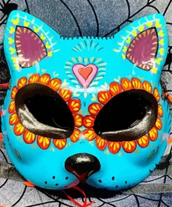 Blue Cat Mask Diamond Painting