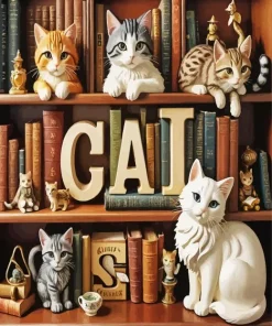 Bookcase Cats Diamond Painting