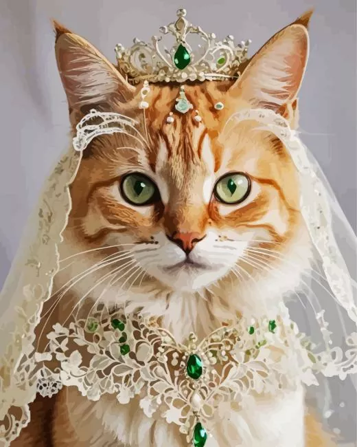 Bride cat wearing tiara Diamond Paintings Bride Cat Wearing Tiara Diamond Painting