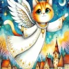 Cartoon Angel Cat Diamond Painting