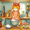 Cartoon Cat Baking Diamond Painting