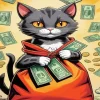 Cartoon Cat And Money Diamond Painting