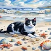Cat At The Beach Diamond Painting