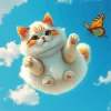 Cat In The Sky With Butterfly Diamond Painting