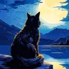 Cat Looking At The Moon Diamond Painting