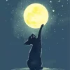 Cat Reaching The Moon Diamond Painting