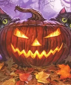 Cats And Pumpkin Diamond Painting