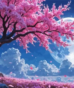 Cherry Blossom And Moon Diamond Painting