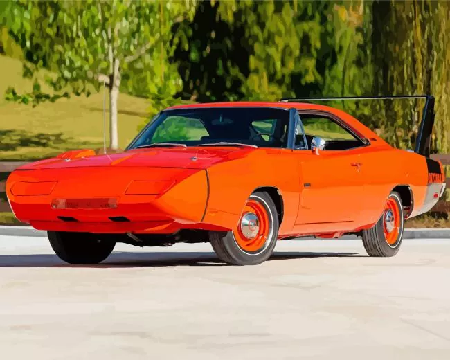 Classic Orange charger daytona Diamond Dotz Classic Orange Charger Daytona Diamond Painting