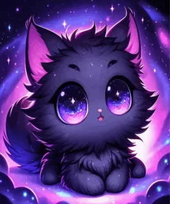 Cute Cat With Galaxy Eyes Diamond Painting