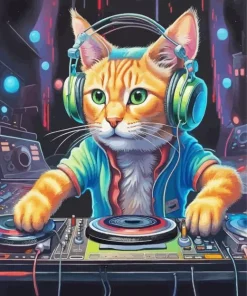 Dj Cat Diamond Painting