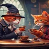 Gentelman Cats Drinking Tea Diamond Painting