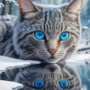 Grey Cat Reflection Diamond Painting