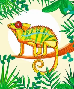 Illustration Yellow Chameleon Diamond Painting