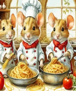 Italian Chef Mice Diamond Painting