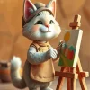 Little Artist Cat Diamond Painting