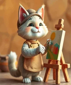 Little Artist Cat Diamond Painting