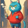 Mad Blue Cat Smoking Diamond Painting