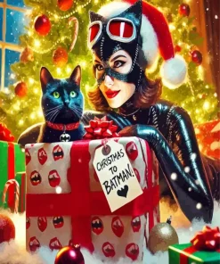 Merry Christmas Catwoman Diamond Painting