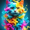 Multicolored Smoke Cat Diamond Painting